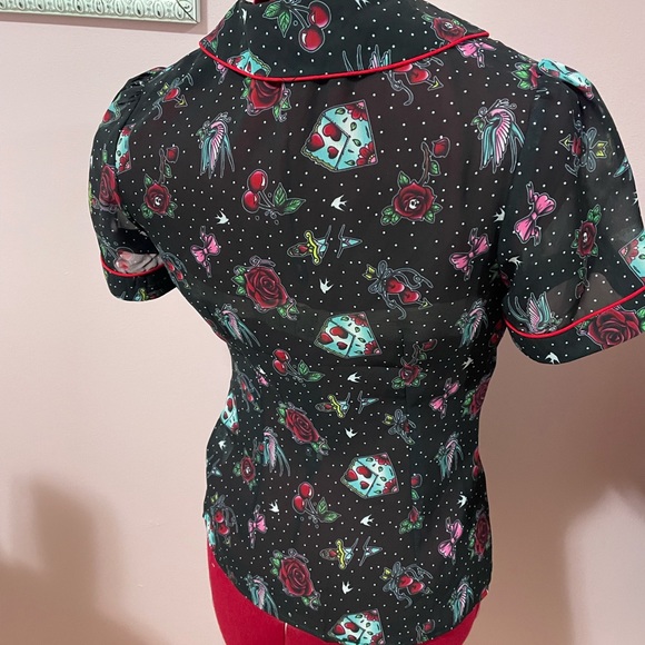 Hell Bunny Stevie rockabilly blouse - Picture 2 of 4
